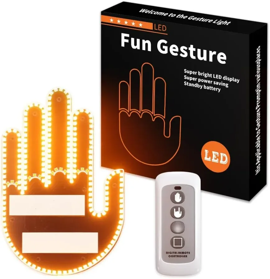 LED Hand Signal Car 3 Modes Middle Finger for Car Rear Window Road With Remote Control