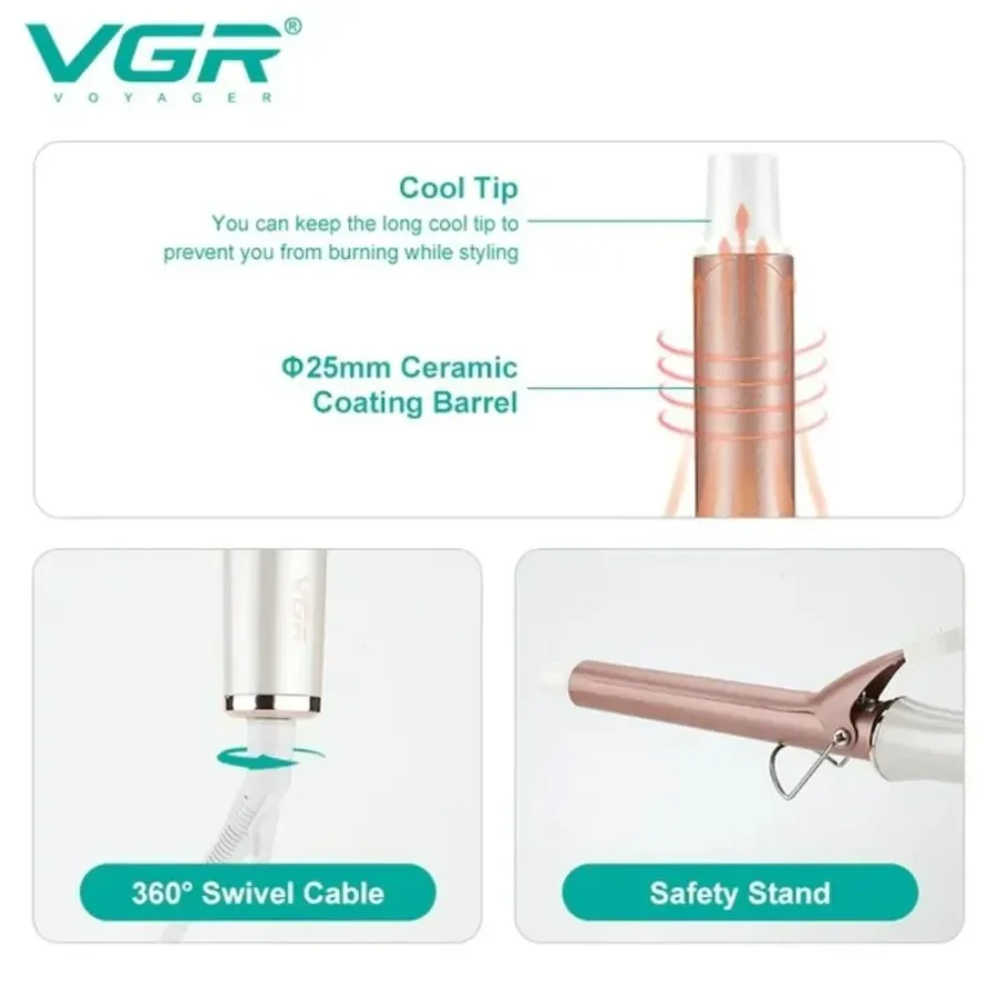 VGR Professional Hair Curling Iron Wand β photo 2