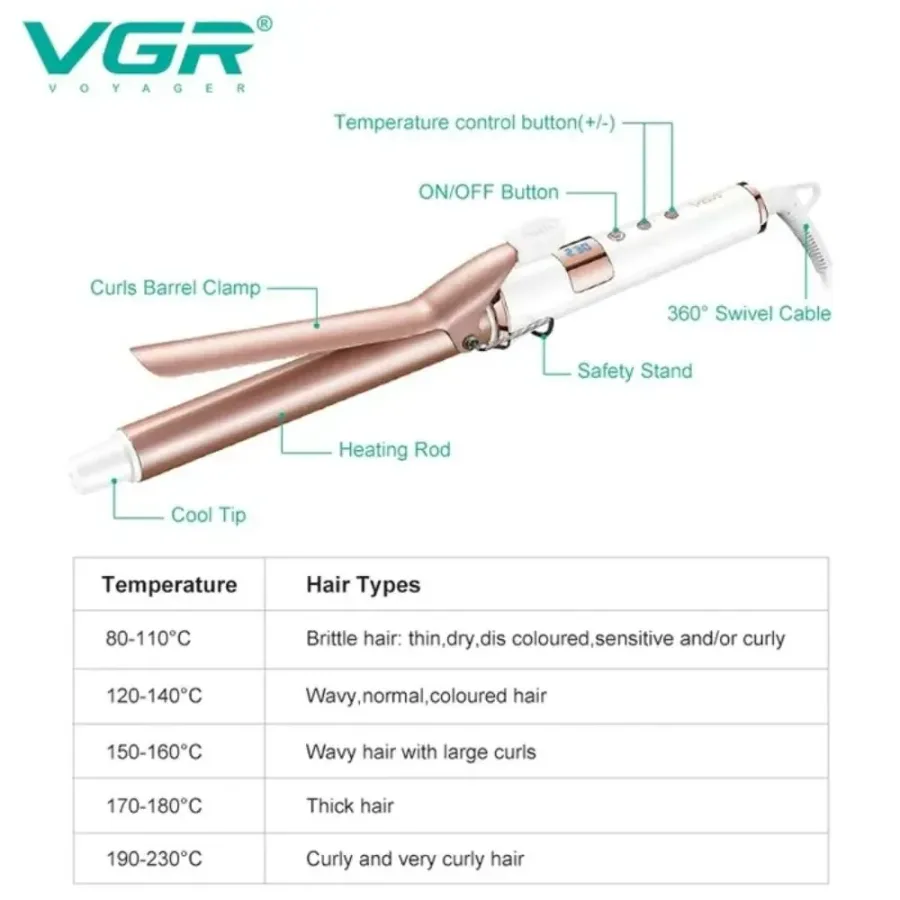 VGR Professional Hair Curling Iron Wand β photo 9