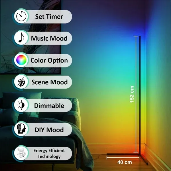 Smart RGB LED Corner Lamp Remote & Phone App Control — photo 3