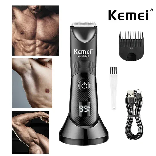 Waterproof Body Groomer With Skin Friendly Blades Kemei Hair Trimmer — photo 2
