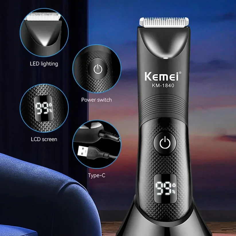 Waterproof Body Groomer With Skin Friendly Blades Kemei Hair Trimmer — photo 3