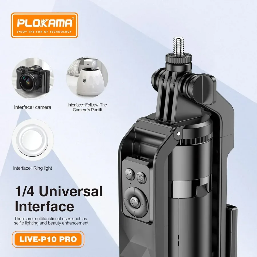 Plokama 3 IN 1 Selfie Stick Tripod with LED Light & Remote Live-P10 Pro — photo 3