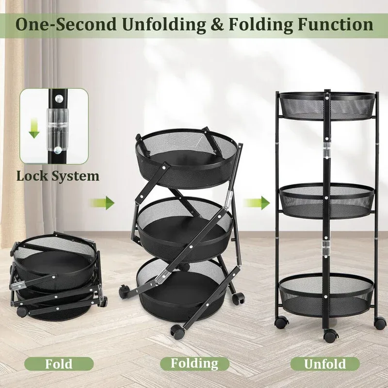 3 Layer Rolling Foldable Cart — photo 3