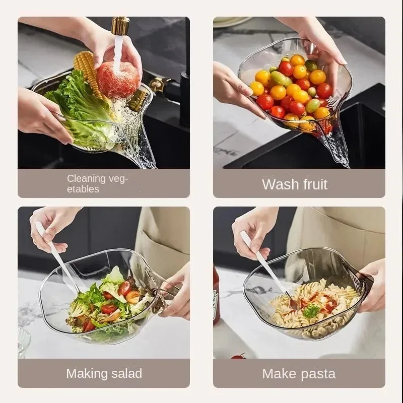 Basket Bowl Multifunctional Vegetable Washing Fruit Dry Wet Separation Kitchen Tool — photo 5