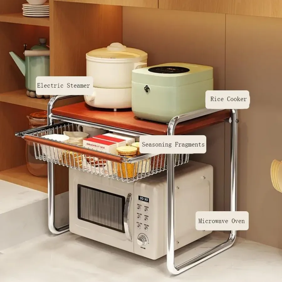2 Tier Microwave Shelf Stand Kitchen Organizer β photo 4