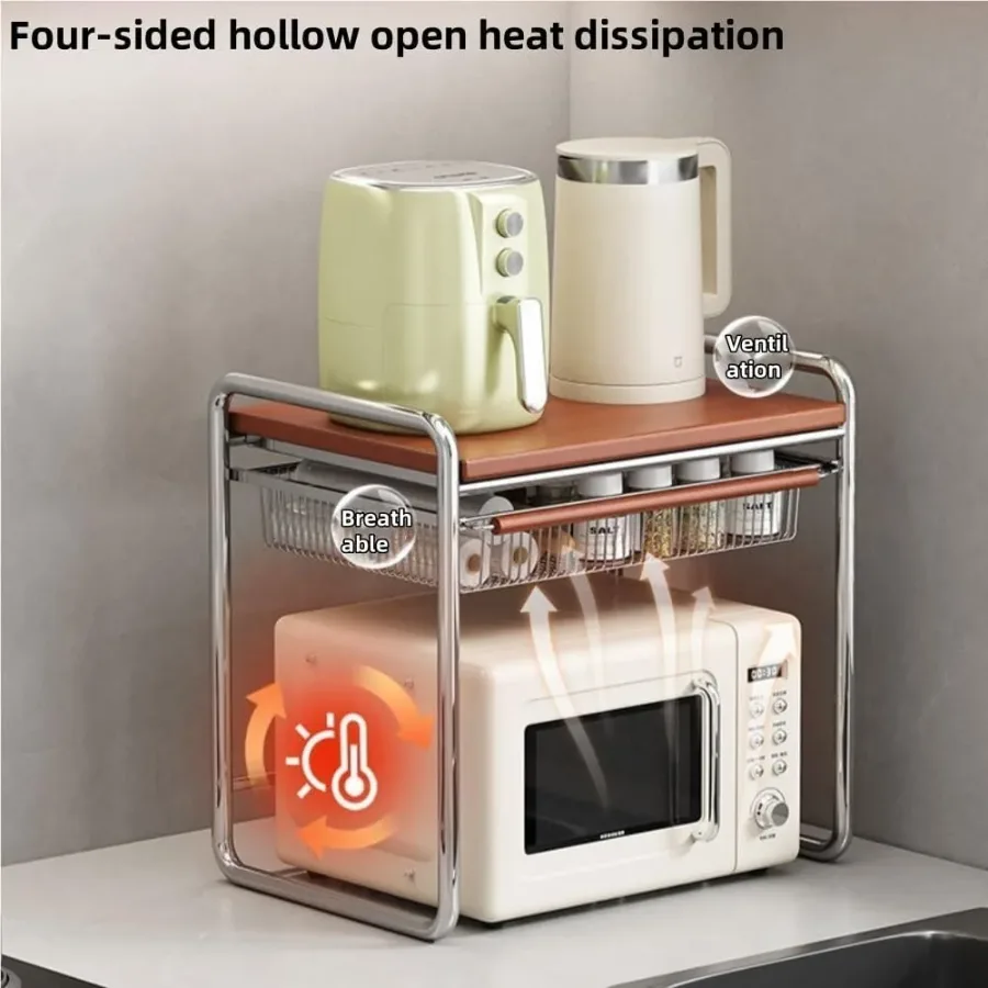 2 Tier Microwave Shelf Stand Kitchen Organizer — photo 5