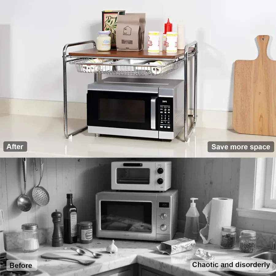 2 Tier Microwave Shelf Stand Kitchen Organizer β photo 6