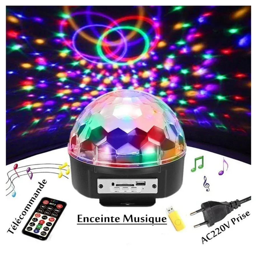Bluetooth MP3 LED Disco Light Crystal Magic Ball Rotating Stage Lamp β photo 3