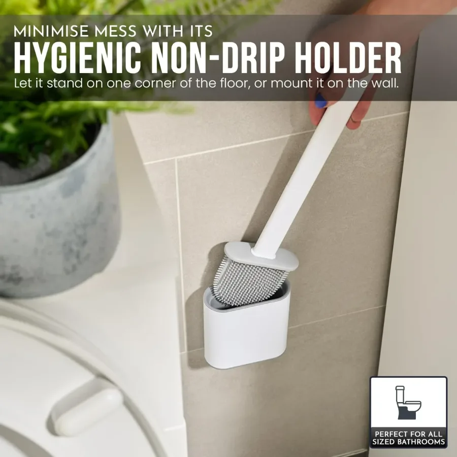 Silicone Toilet Brush Set - Bendable Deep Cleaning Feature — photo 2