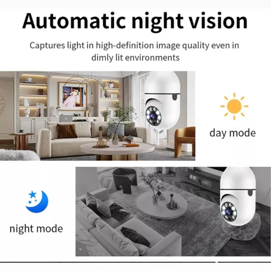 V380 PRO E27 360 Degree LED Light 1080P Wireless Panoramic Home Security WiFi Camera β photo 3