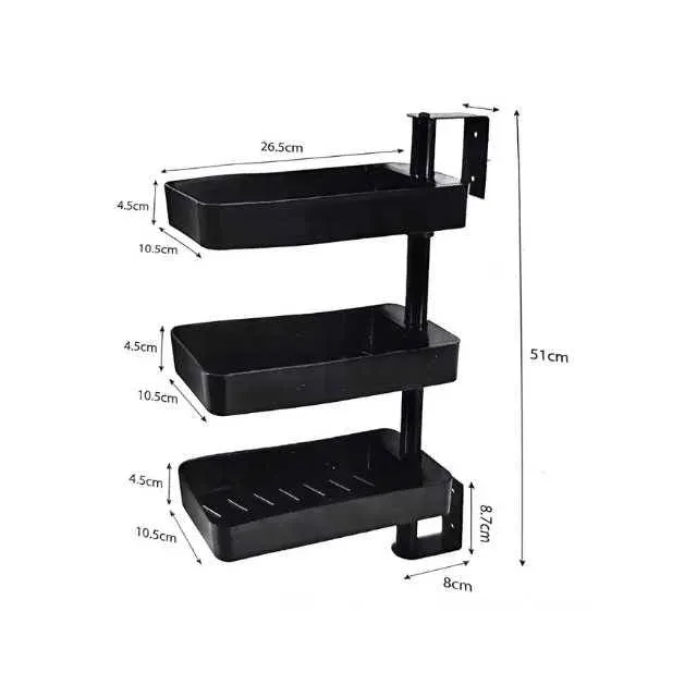 3 Tiered Wall Mounted Kitchen Storage Racks 180 Degree Rotatable For Spice β photo 4