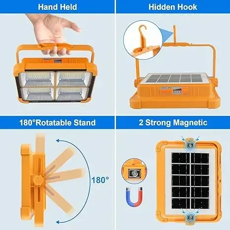 The IP66 rechargeable work light has adjustable LED lighting for outdoor use during camping, emergencies, and car repairs. β photo 2