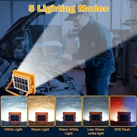 The IP66 rechargeable work light has adjustable LED lighting for outdoor use during camping, emergencies, and car repairs. — photo 3