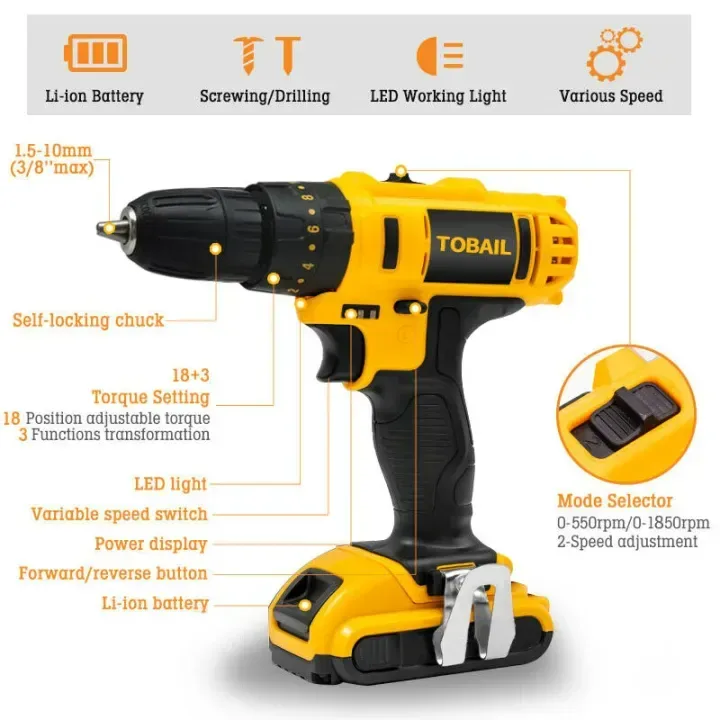 24V DUNLANDI Cordless Drill Machine Kit With 2 Battery β photo 5