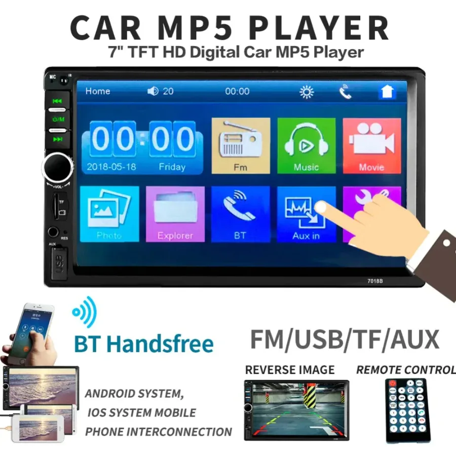 7 INCH DOUBLE HD CAR RADIO SCREEN PLAYER WITH DIGITAL TOUCHSCREEN 7018B β photo 6
