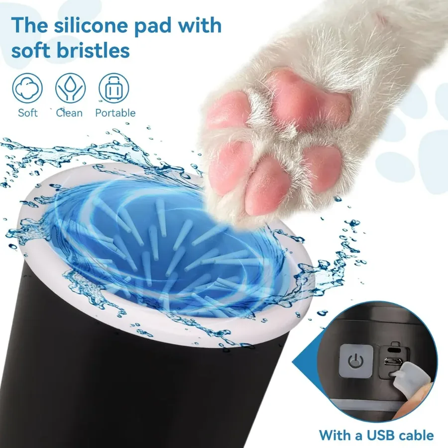 Dog Pet Foot Cleaner Rechargeable Soft Brushes for Small & Medium Dogs β photo 2