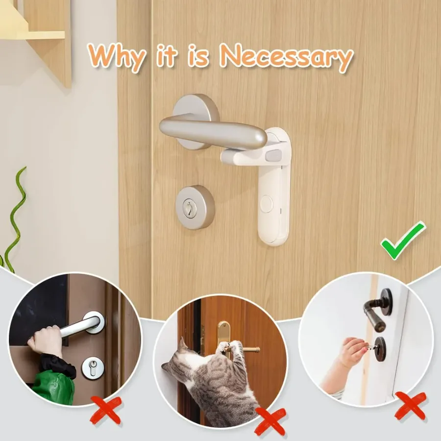 Door Lever Locks for Childproof & Petproof, Door Handle Locks for Toddlers, Baby Door Safety Locks for Toddlers (White) — photo 2
