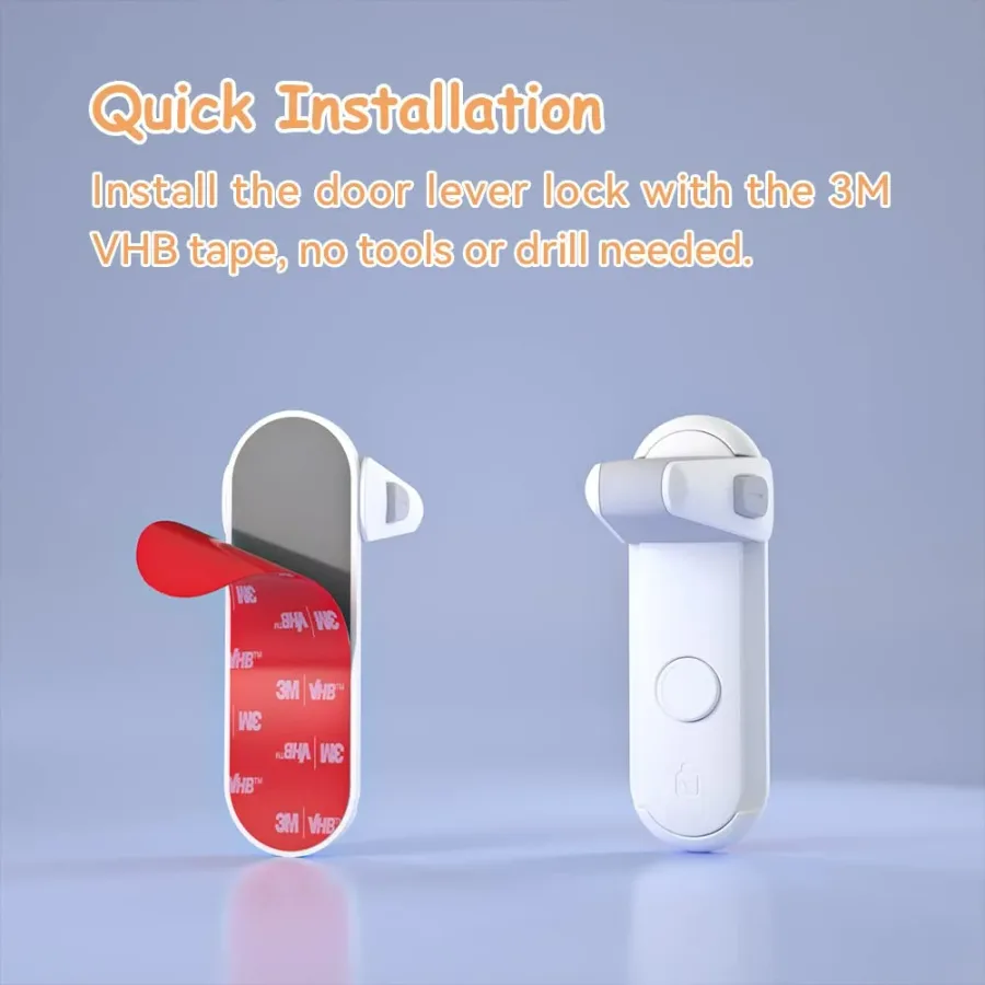 Door Lever Locks for Childproof & Petproof, Door Handle Locks for Toddlers, Baby Door Safety Locks for Toddlers (White) — photo 4