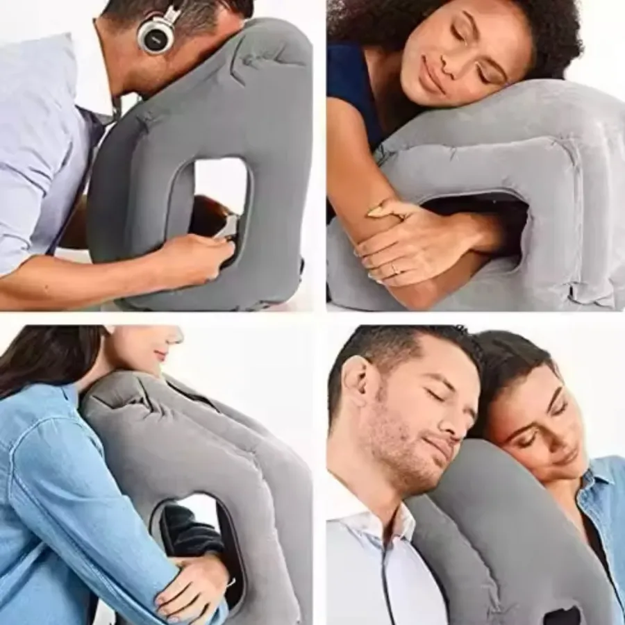 Inflatable Travel Pillow for Airplane, Neck Air Pillow for Sleeping to Avoid Neck and Shoulder Pain, Support Head and Lumbar β photo 2