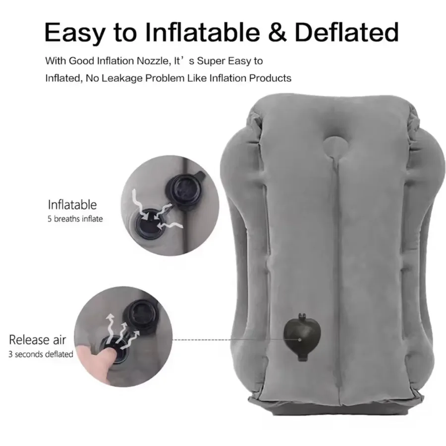 Inflatable Travel Pillow for Airplane, Neck Air Pillow for Sleeping to Avoid Neck and Shoulder Pain, Support Head and Lumbar β photo 3