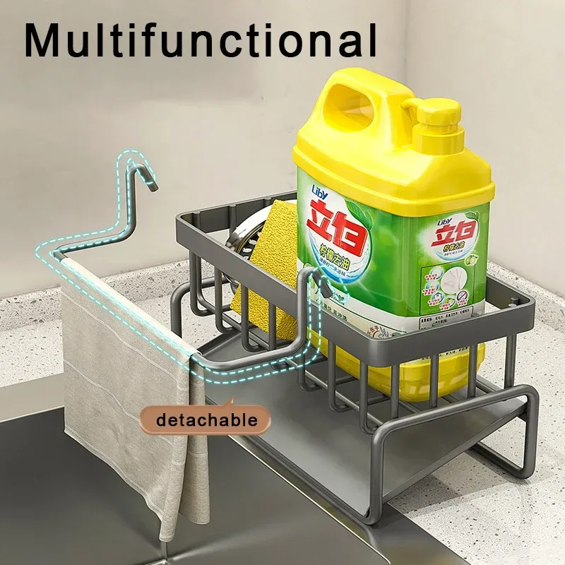 Multifunctional Stainless Steel Kitchen Drain Rack Sponge Organizer — photo 4