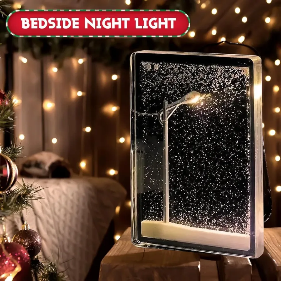 i Snow Tales Lamp, Snowy Night Street Lamp Christmas Snow Scene Light DIY Materials, Snow Globe Night Light β photo 6