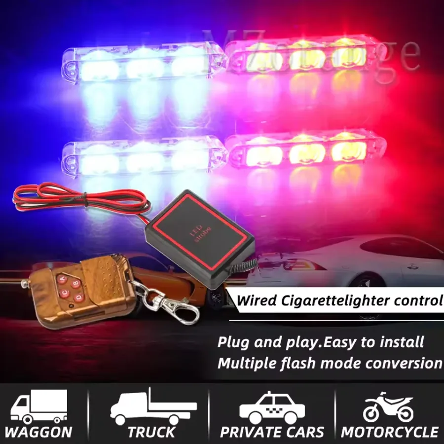 LED Police Lights for Car FSO Strobe Light Wireless Remote Ambulance 12V Emergency Warning Flash Strobe Car Accessories — photo 3
