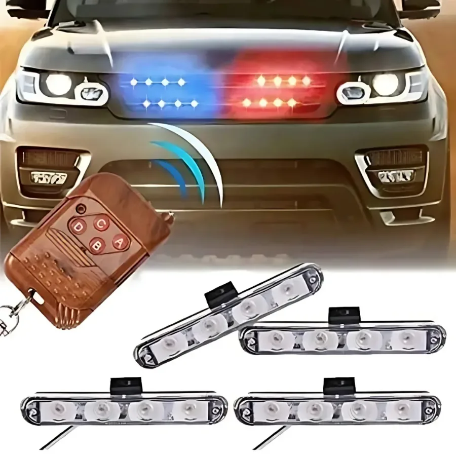LED Police Lights for Car FSO Strobe Light Wireless Remote Ambulance 12V Emergency Warning Flash Strobe Car Accessories
