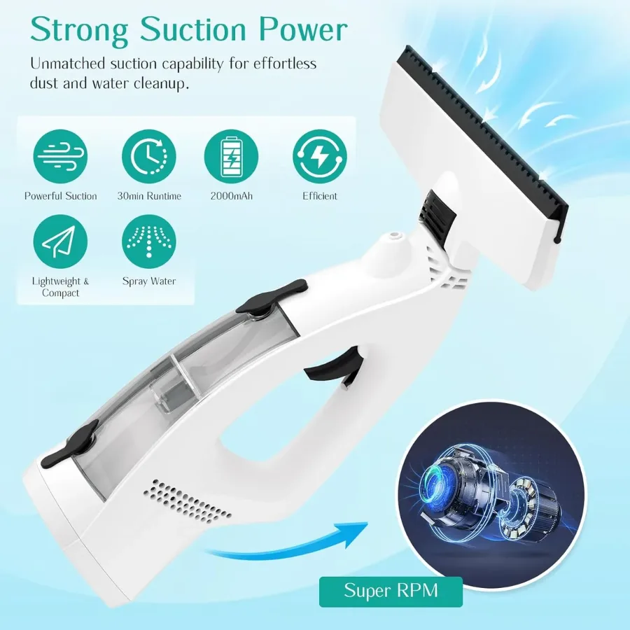 3 in 1 Rechargeable Cordless Window Vacuum Cleaner with Window Puller — photo 5