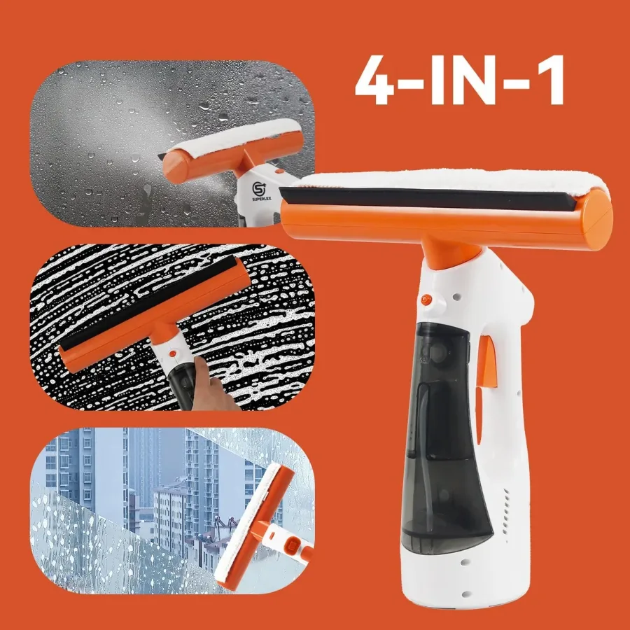 3 in 1 Rechargeable Cordless Window Vacuum Cleaner with Window Puller