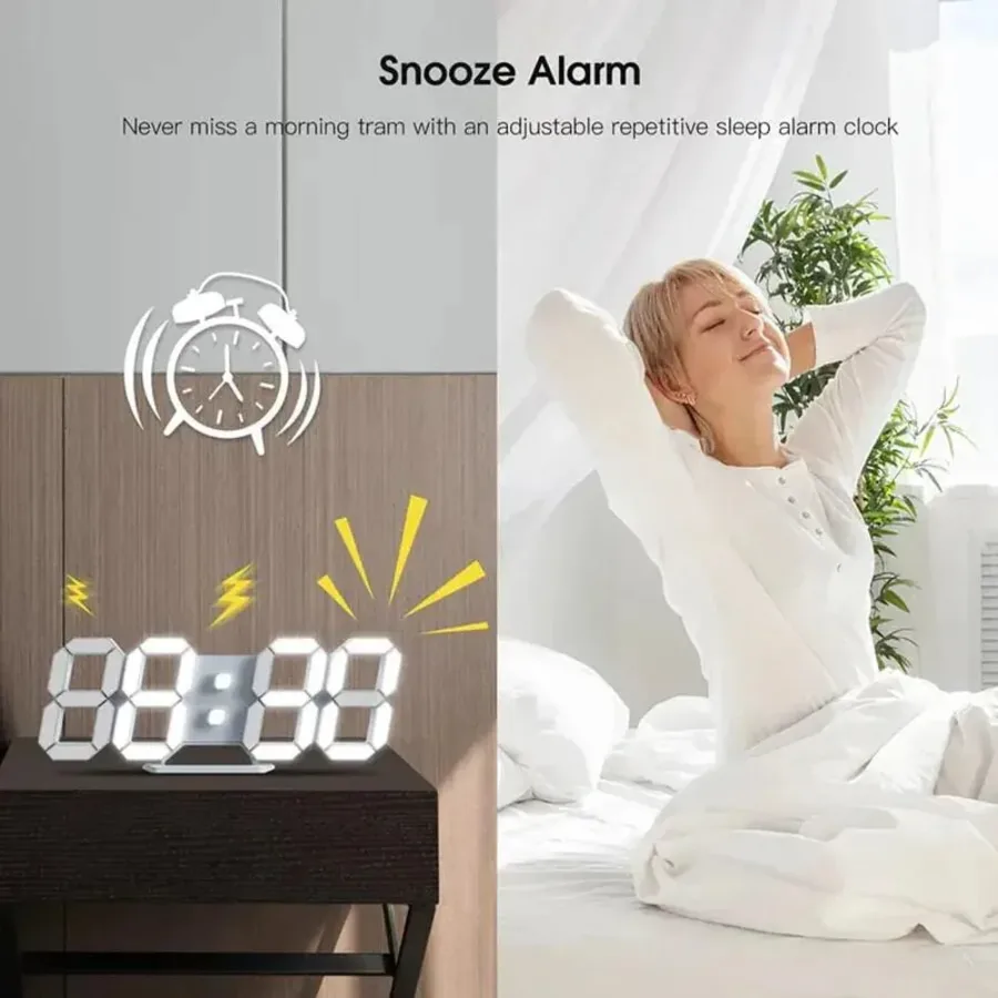 USB Digital 3D Alarm Clock, LED Numerals Time Clock With 3 Adjustable Brightness Levels — photo 5