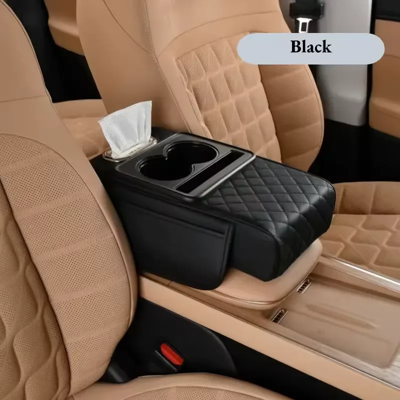5-in-1 Car Center Console Armrest Cushion with Cup Holder Tissue Box Organizer Bag β photo 4