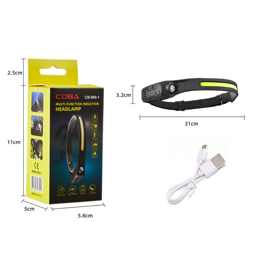Coba Bright Rechargeable Headlamp Flashlight, 8 Lighting Modes with Motion Sensor Head Lamp — photo 6