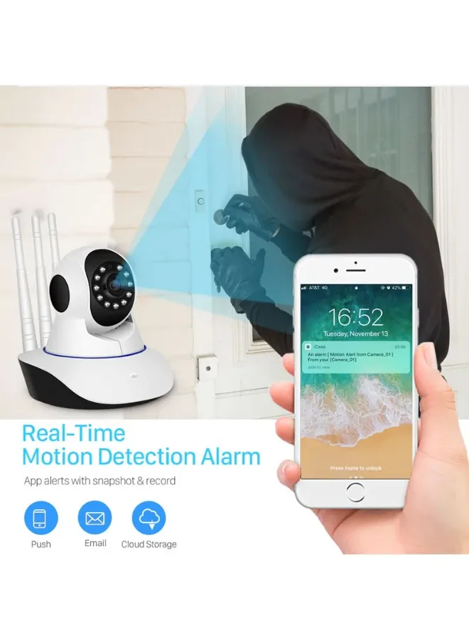 3MP 11 IR LED 3.6mm Lens HD PTZ Two Way Audio Wifi SD Card / Cloud Storage IP Indoor Remote Viewing Motion Detection Surveillance Camera R6-30G