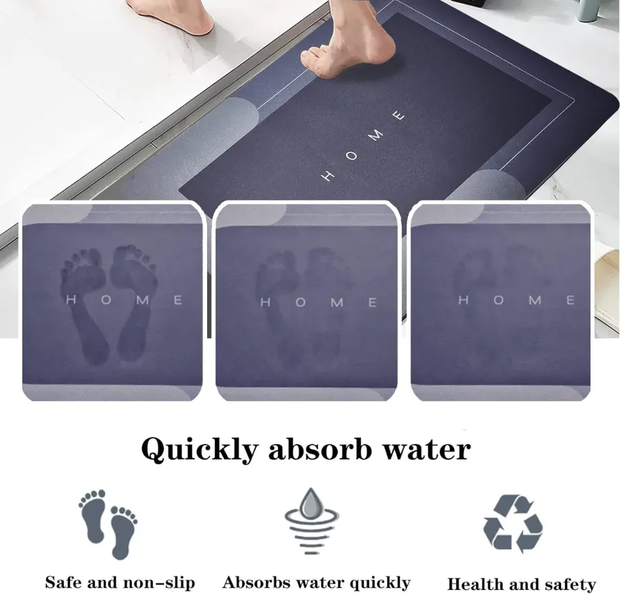 Bathroom Mat (2pcs) Silicone Super Absorbent Quick Dry for and Floor Mats — photo 2