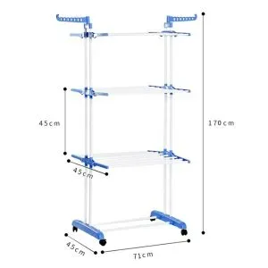 3 Layer Folding Clothes Dryer Rack With 4 Wheels β photo 3