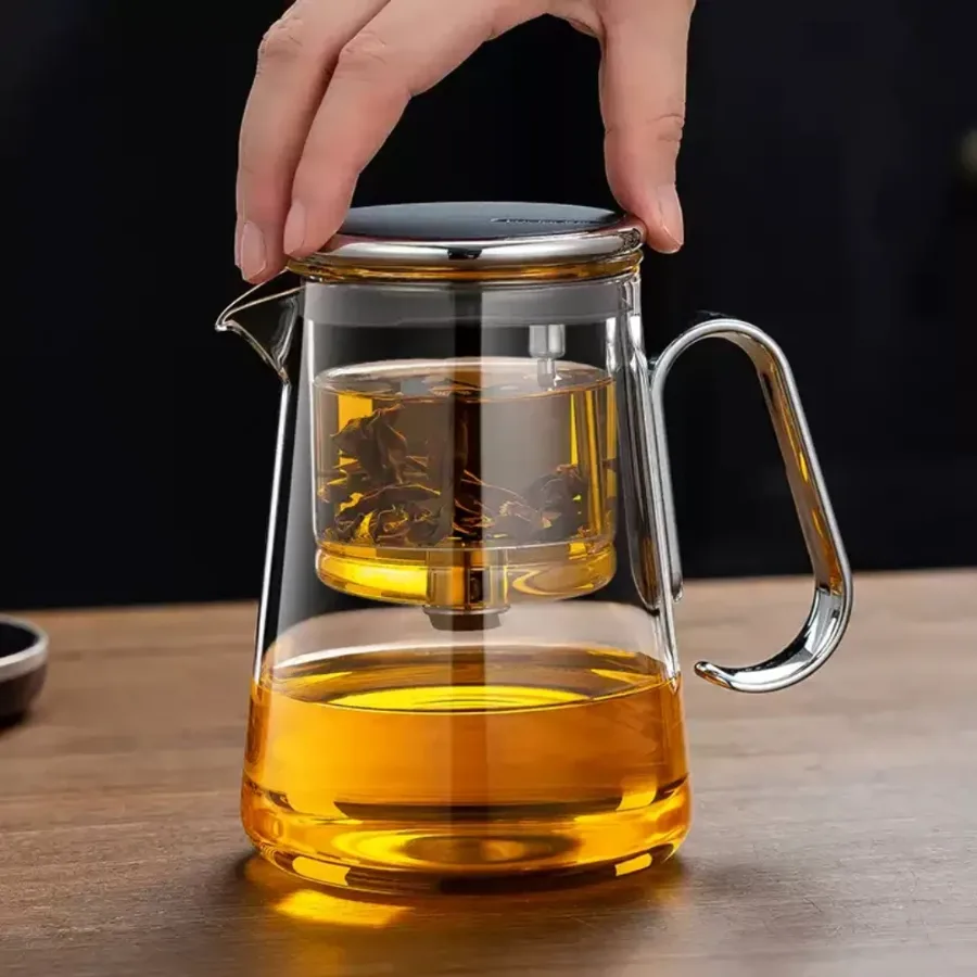 Luxury Large Glass Tea cup pot with One-Click Filter β photo 4