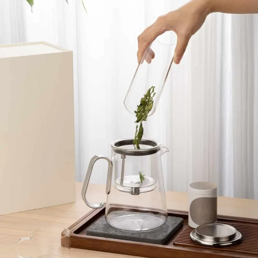 Luxury Large Glass Tea cup pot with One-Click Filter β photo 5