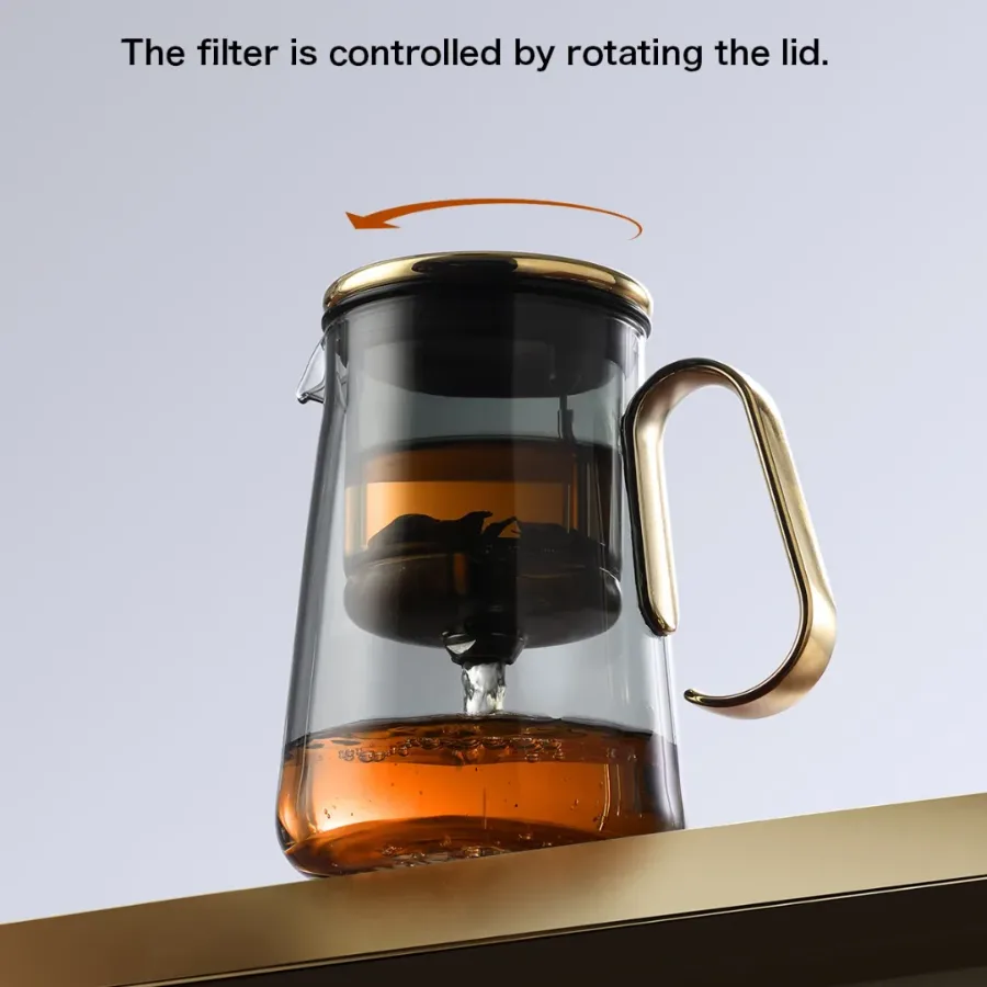 Luxury Large Glass Tea cup pot with One-Click Filter β photo 6