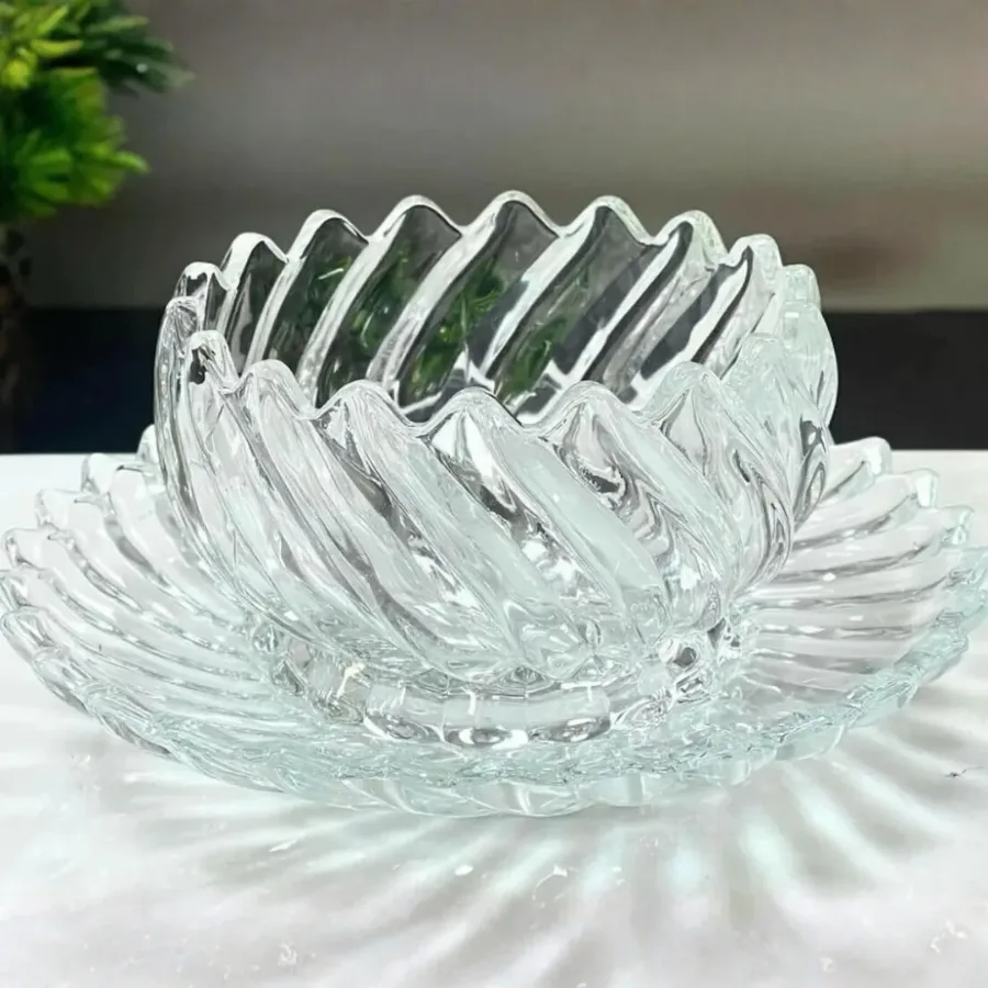 DELI CLEAR RIBBED GLASS BOWL AND SAUCCER 6+6 PCS β photo 2
