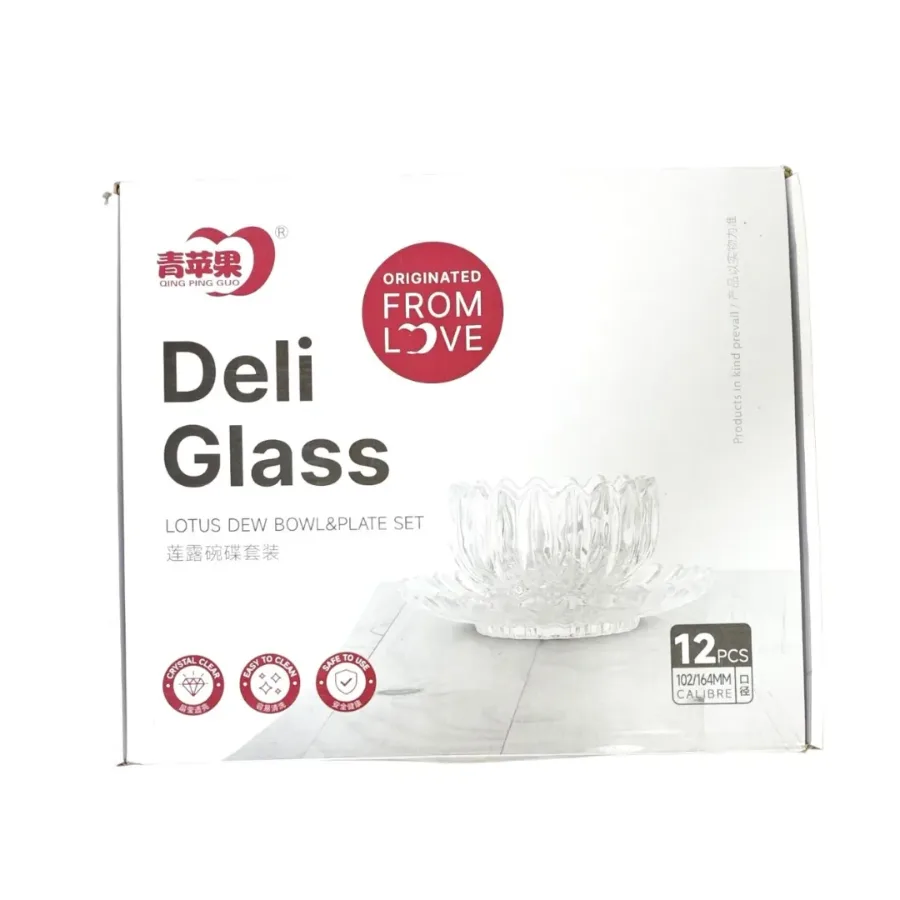 DELI CLEAR RIBBED GLASS BOWL AND SAUCCER 6+6 PCS β photo 3