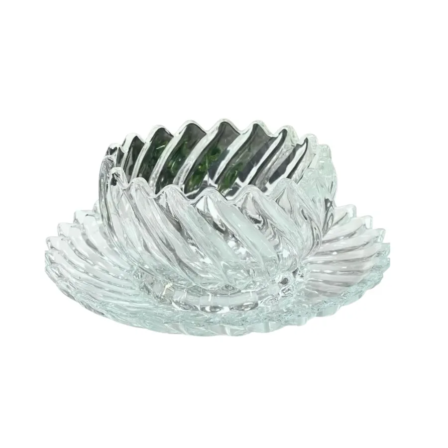 DELI CLEAR RIBBED GLASS BOWL AND SAUCCER 6+6 PCS — photo 4