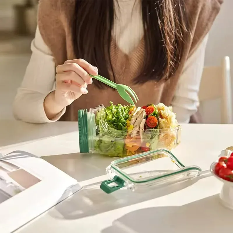 Portable Salad Pod,Leakproof Plastic Salad Container with Side-opening Cover β photo 3