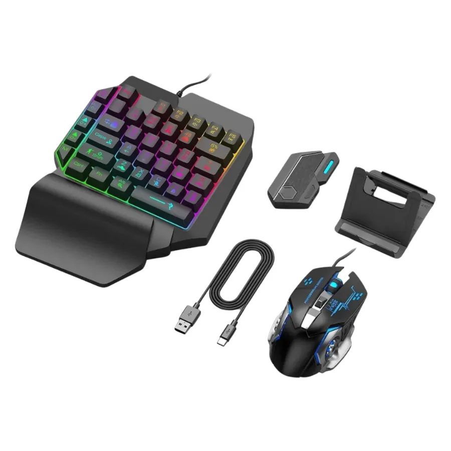 OEM 4-IN-1 Mobile Gaming Combo: Keyboard, Mouse, Converter, Stand