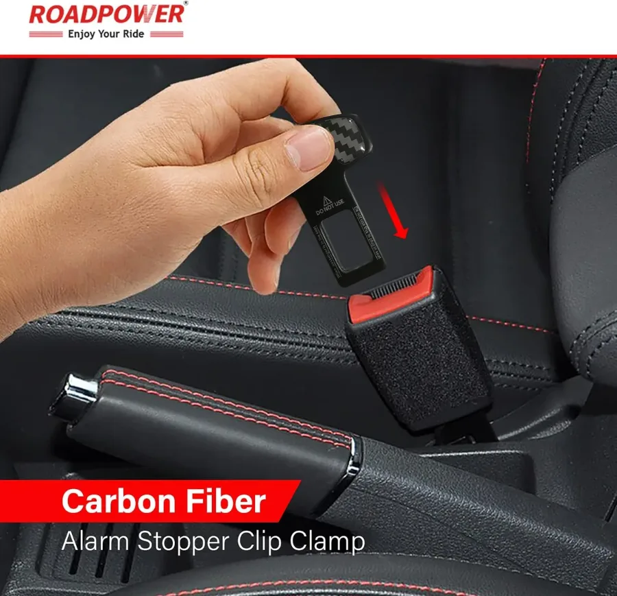 Car Safety Seat Belt Buckle Alarm Stopper Silencer Clip Clamp Carbon Fiber Universal (2 Pcs) — photo 2
