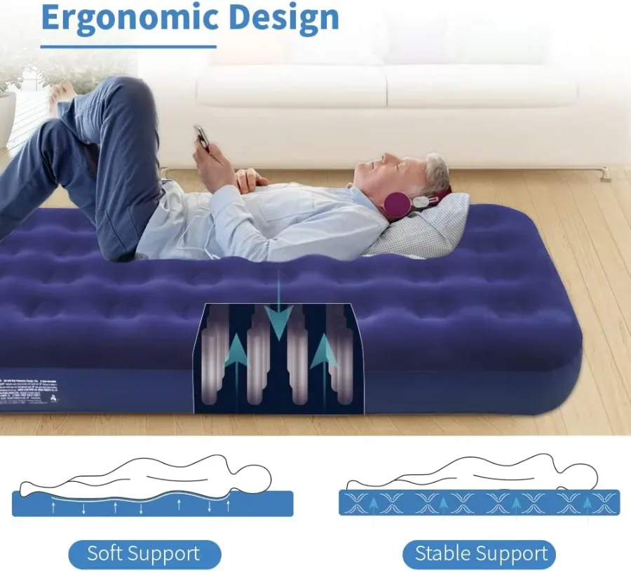 Single Camping Air Mattress PVC Inflatable Bed — photo 3