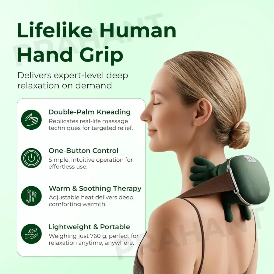 Rechargeable Neck and Back Massager with Heat, 3D Bionic Hand Design Massage β photo 2