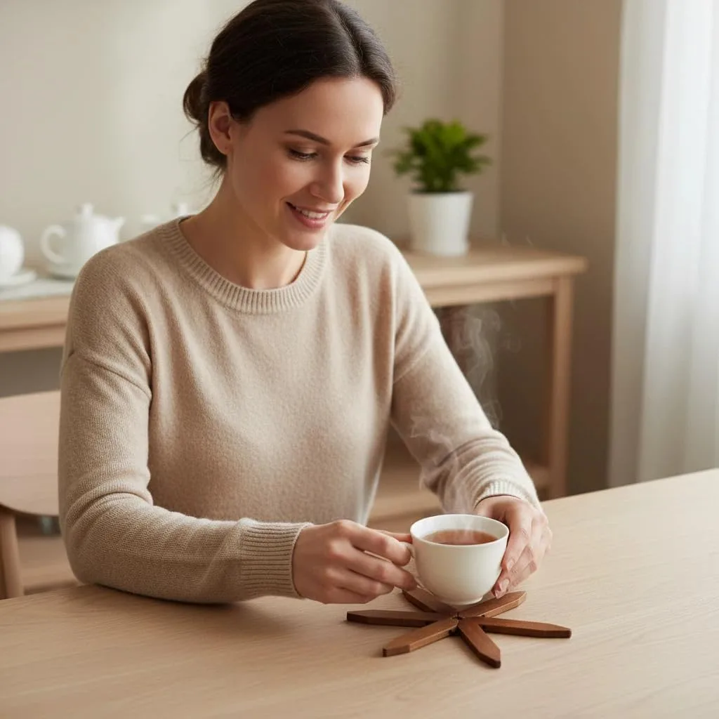 Walnut Wooden Tree Table Mat,Foldable Trivets — photo 2