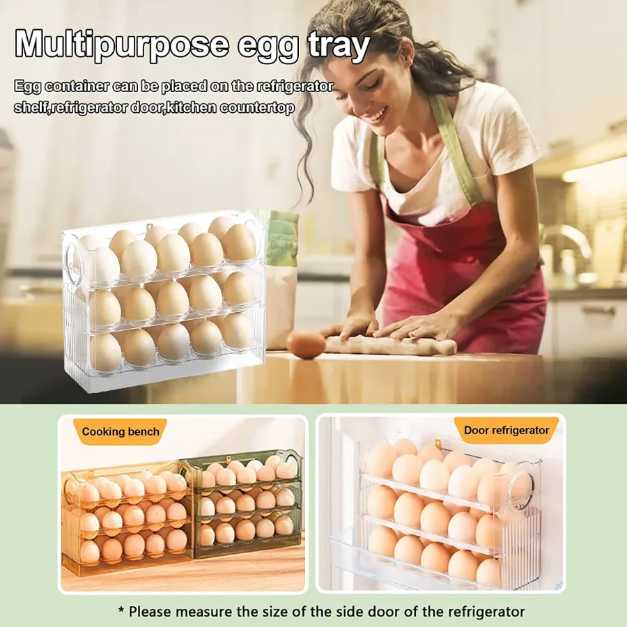 Egg Holder for Refrigerator 30 Coun, 3 Layer Vertical Clear Plastic β photo 2